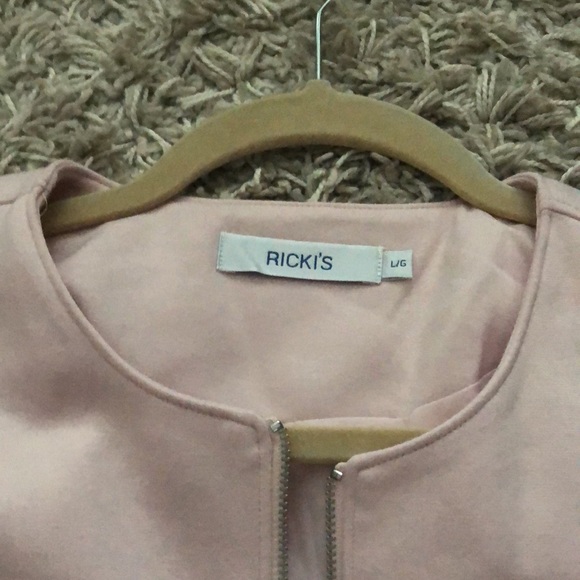 Blush pink blazer with ruffles and zipper, two pockets, Rickis, L, not worn - Picture 3 of 10